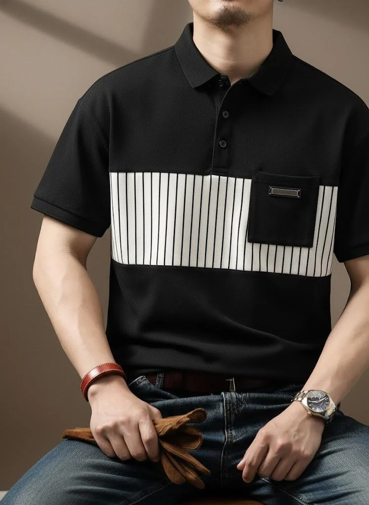 Striped Vault Accent Polo T-Shirt - Image 2