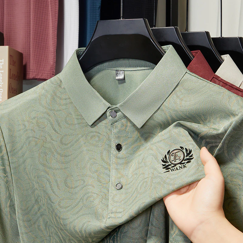 Verdant Crest Embossed Polo T-Shirt